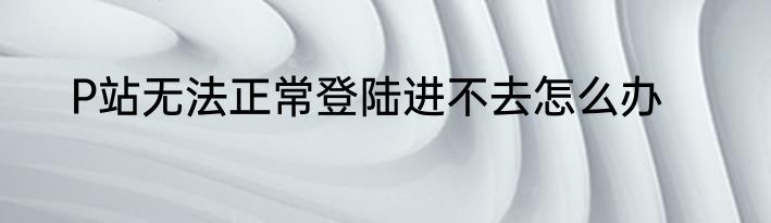 P站无法正常登陆进不去怎么办