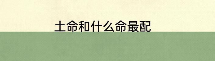 土命和什么命最配