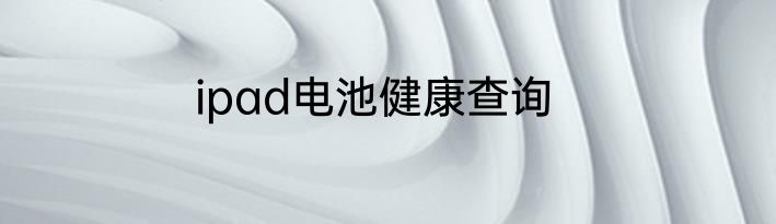 ipad电池健康查询