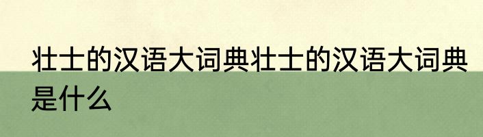 壮士的汉语大词典壮士的汉语大词典是什么
