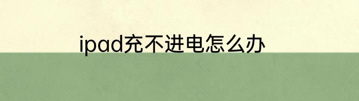 ipad充不进电怎么办