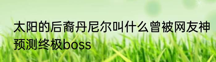 太阳的后裔丹尼尔叫什么曾被网友神预测终极boss