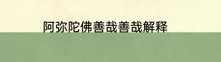 阿弥陀佛善哉善哉解释