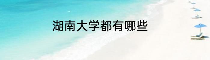 湖南大学都有哪些