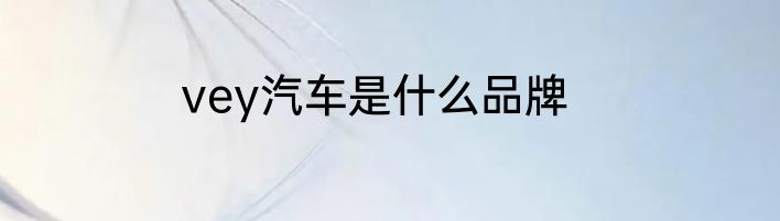 vey汽车是什么品牌