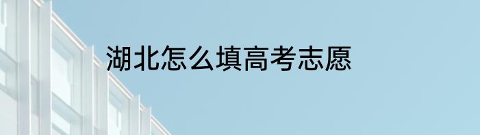 湖北怎么填高考志愿