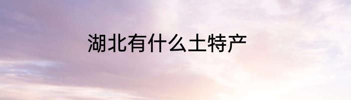 湖北有什么土特产
