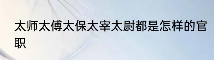 太师太傅太保太宰太尉都是怎样的官职