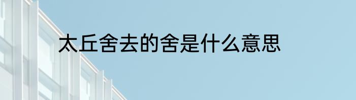 太丘舍去的舍是什么意思