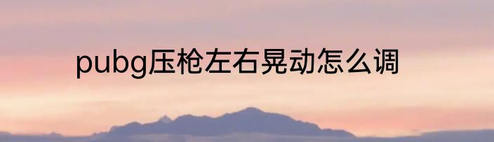 pubg压枪左右晃动怎么调