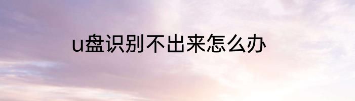 u盘识别不出来怎么办