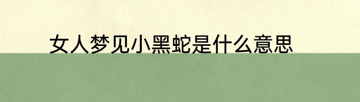 女人梦见小黑蛇是什么意思