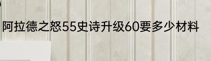 阿拉德之怒55史诗升级60要多少材料