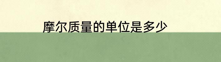 摩尔质量的单位是多少