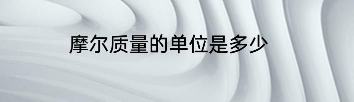 摩尔质量的单位是多少