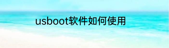 usboot软件如何使用