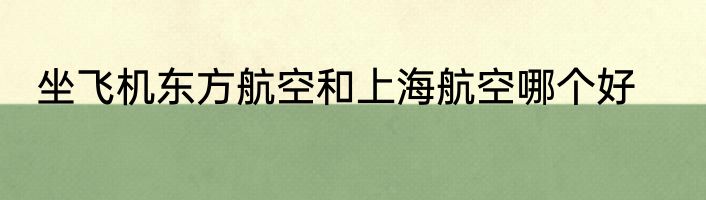坐飞机东方航空和上海航空哪个好