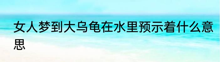女人梦到大乌龟在水里预示着什么意思