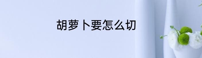 胡萝卜要怎么切