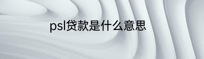 psl贷款是什么意思