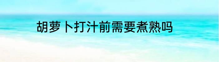胡萝卜打汁前需要煮熟吗