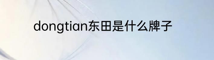 dongtian东田是什么牌子
