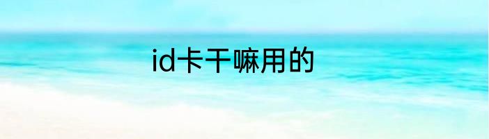 id卡干嘛用的