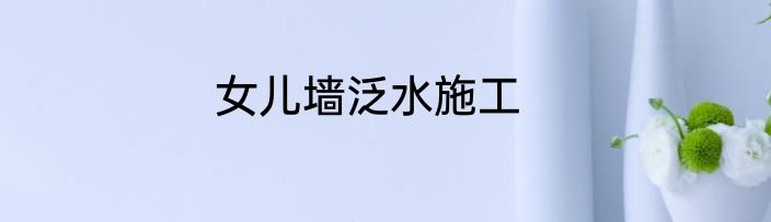 女儿墙泛水施工