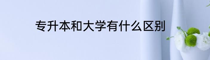 专升本和大学有什么区别