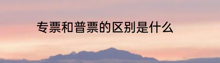 专票和普票的区别是什么