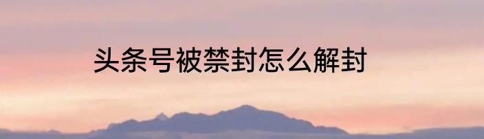 头条号被禁封怎么解封