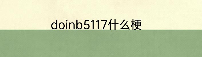 doinb5117什么梗