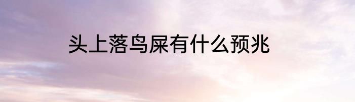 头上落鸟屎有什么预兆