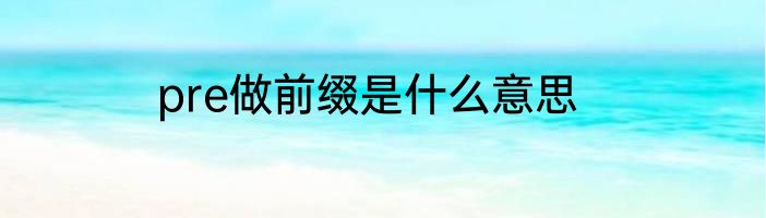 pre做前缀是什么意思