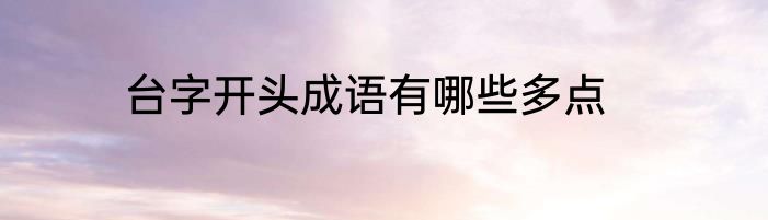 台字开头成语有哪些多点