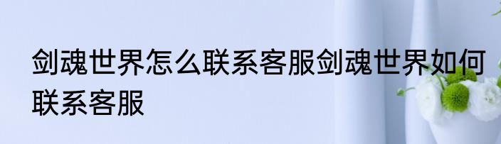 剑魂世界怎么联系客服剑魂世界如何联系客服