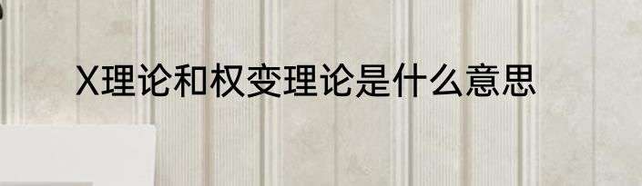 X理论和权变理论是什么意思