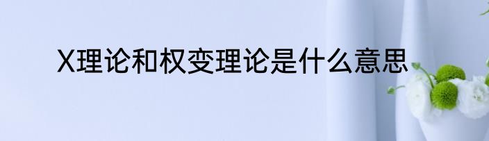 X理论和权变理论是什么意思