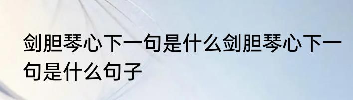 剑胆琴心下一句是什么剑胆琴心下一句是什么句子