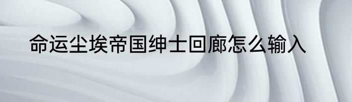 命运尘埃帝国绅士回廊怎么输入