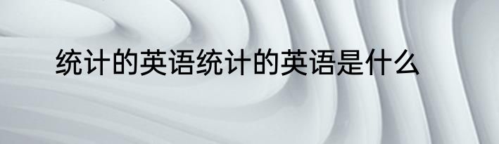 统计的英语统计的英语是什么
