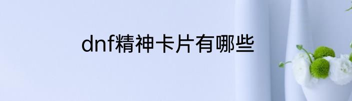 dnf精神卡片有哪些