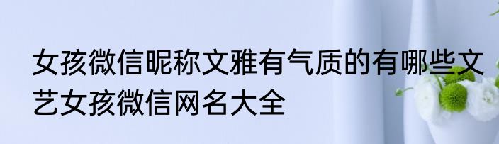 女孩微信昵称文雅有气质的有哪些文艺女孩微信网名大全