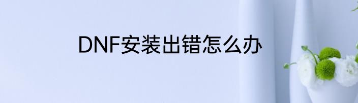 DNF安装出错怎么办