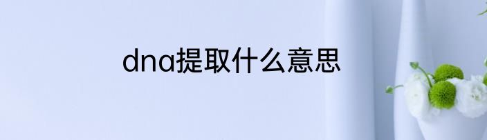 dna提取什么意思