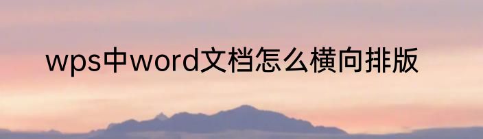 wps中word文档怎么横向排版