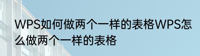 WPS如何做两个一样的表格WPS怎么做两个一样的表格