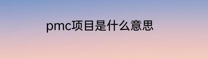 pmc项目是什么意思