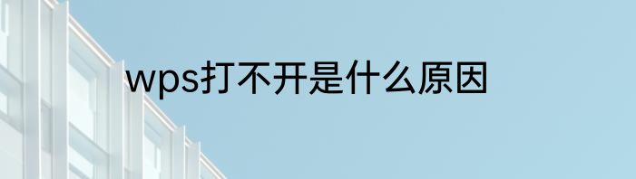 wps打不开是什么原因