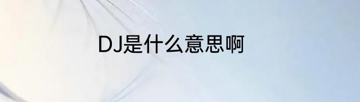 DJ是什么意思啊